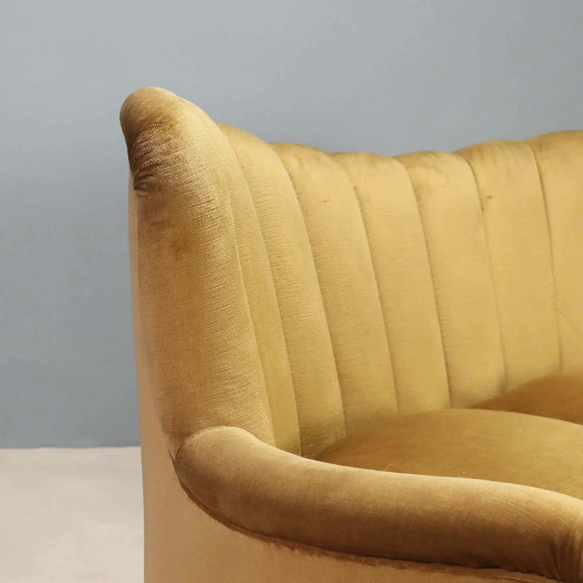 Vintage Sofa Fabric Wood Design Italy 1950s