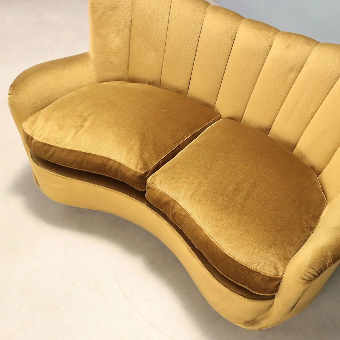 Vintage Sofa Fabric Wood Design Italy 1950s