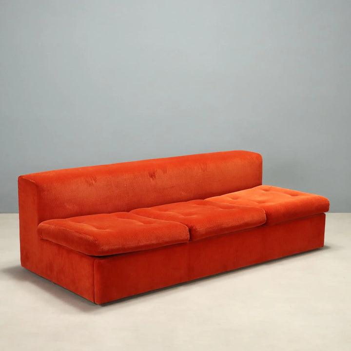 Vintage Zanotta Sofa Fabric 3 Seater Design Italy 1970s-1980s