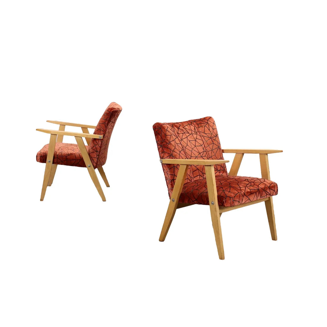 Pair of Vintage Armchairs Beech Foam Upholstery Velvet Italy 1960s | Modernism | Armchairs