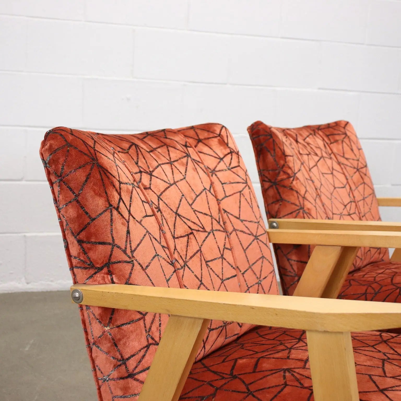 Pair of Vintage Armchairs Beech Foam Upholstery Velvet Italy 1960s | Modernism | Armchairs