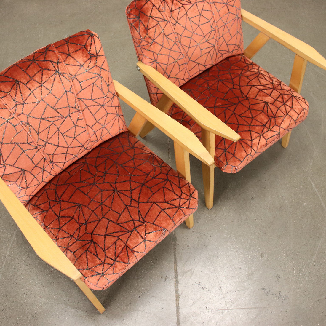 Pair of Vintage Armchairs Beech Foam Upholstery Velvet Italy 1960s | Modernism  Armchairs