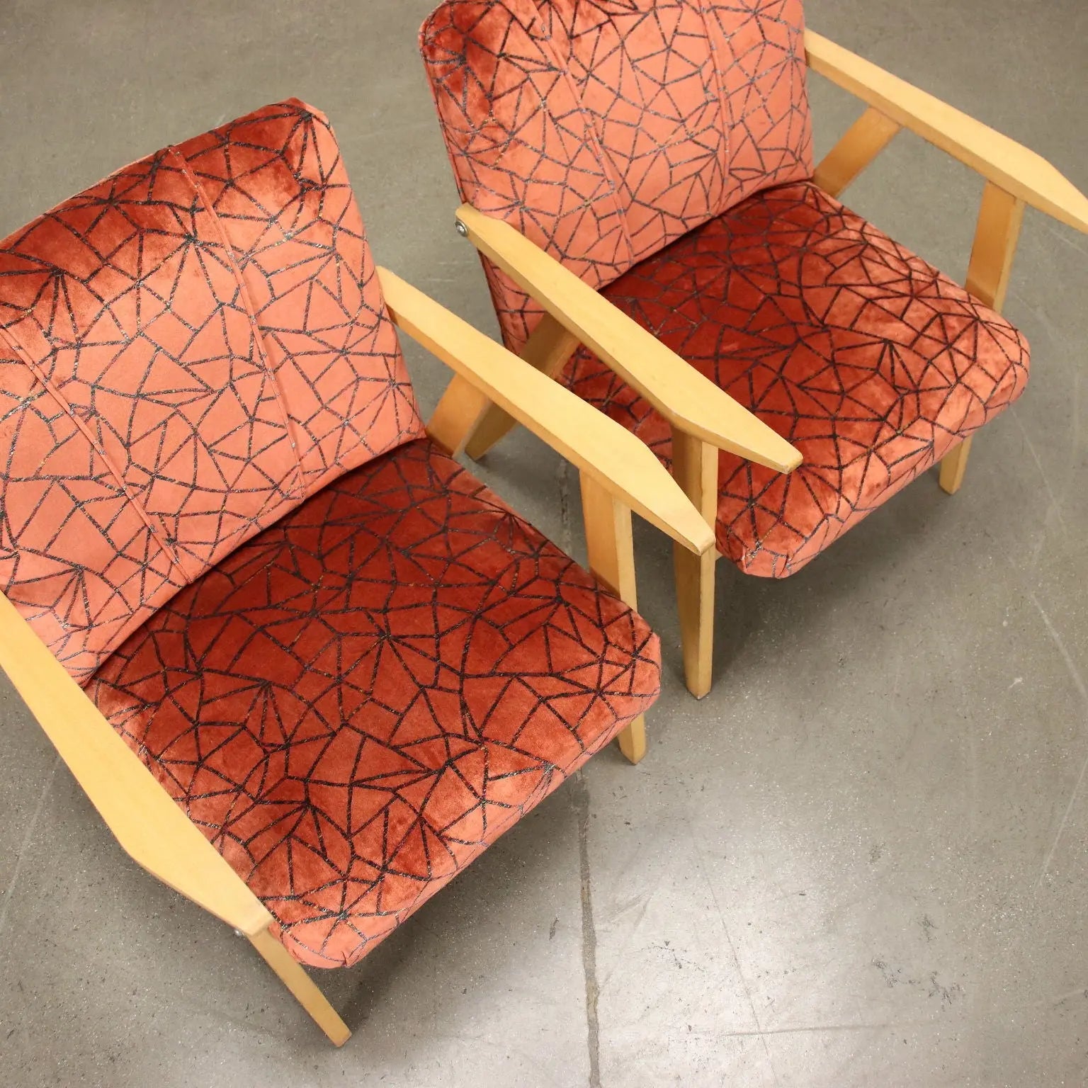 Pair of Vintage Armchairs Beech Foam Upholstery Velvet Italy 1960s | Modernism | Armchairs