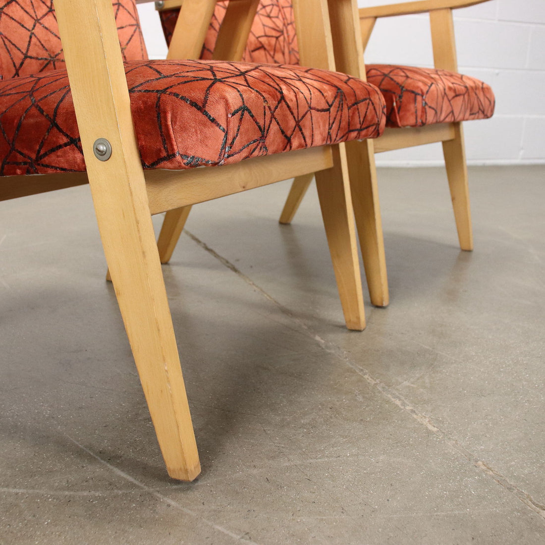 Pair of Vintage Armchairs Beech Foam Upholstery Velvet Italy 1960s | Modernism  Armchairs