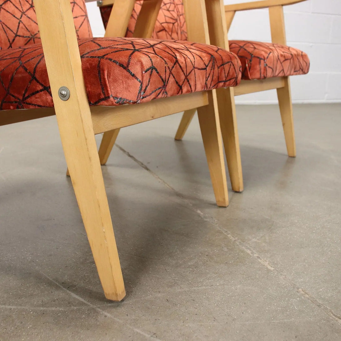 Pair of Vintage Armchairs Beech Foam Upholstery Velvet Italy 1960s | Modernism | Armchairs