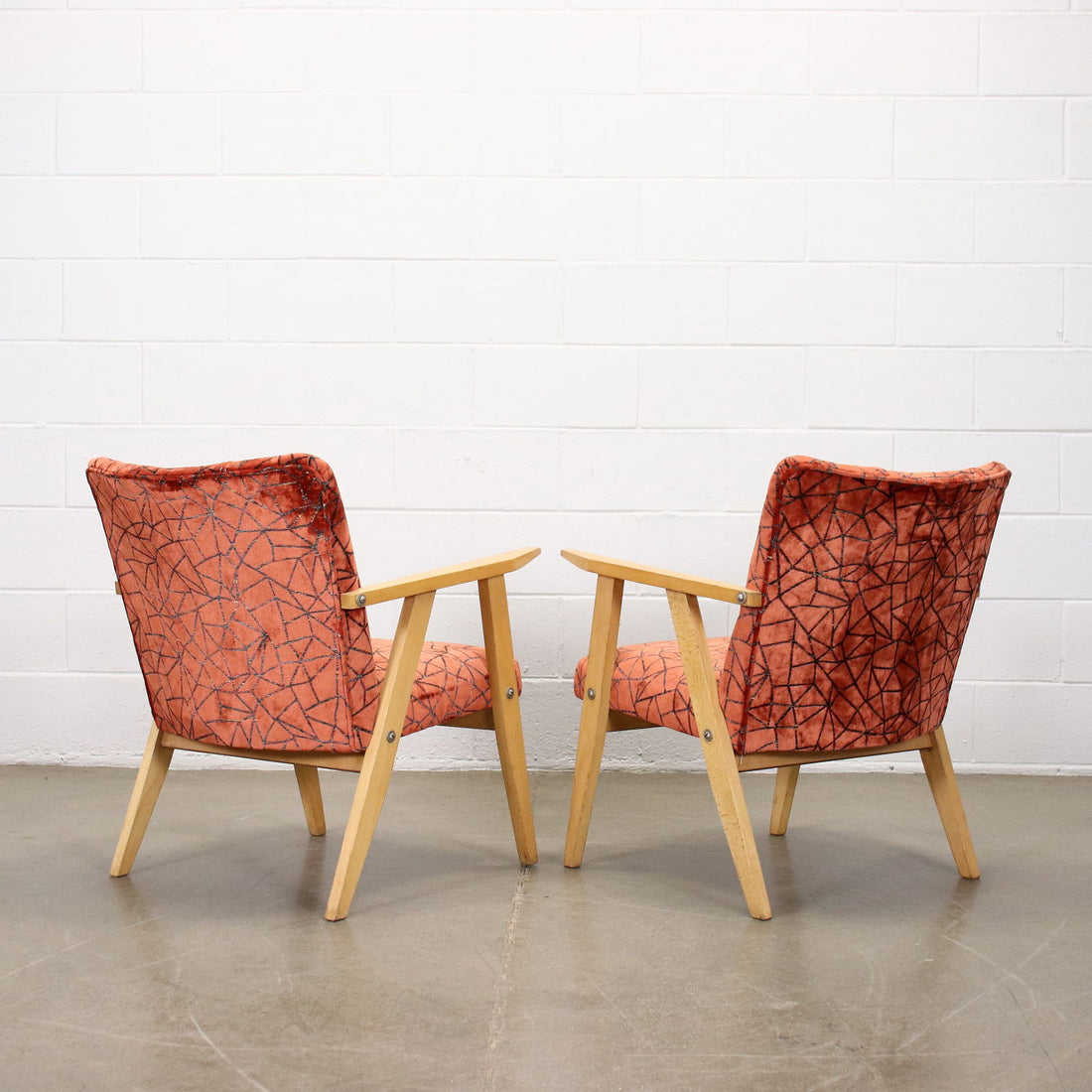 Pair of Vintage Armchairs Beech Foam Upholstery Velvet Italy 1960s | Modernism  Armchairs