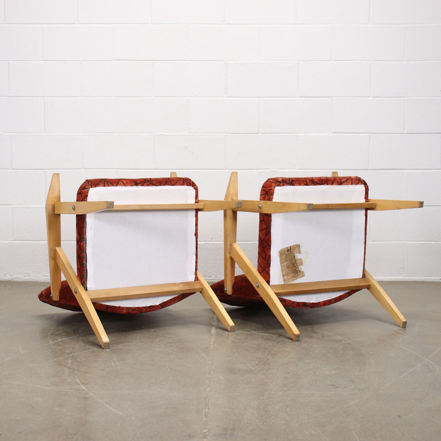 Pair of Vintage Armchairs Beech Foam Upholstery Velvet Italy 1960s | Modernism  Armchairs