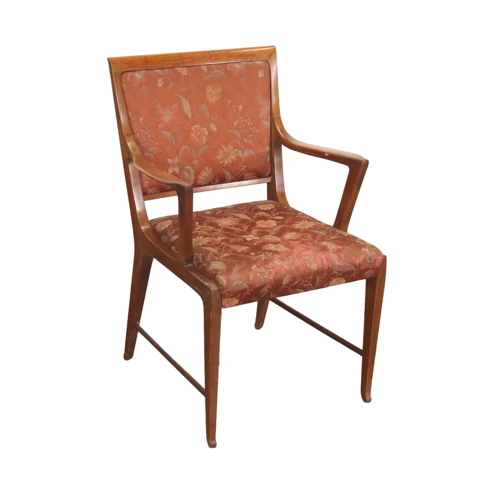 Vintage Armchair Mahogany Cloth Design Italy 1950s | Modernism | Armchairs