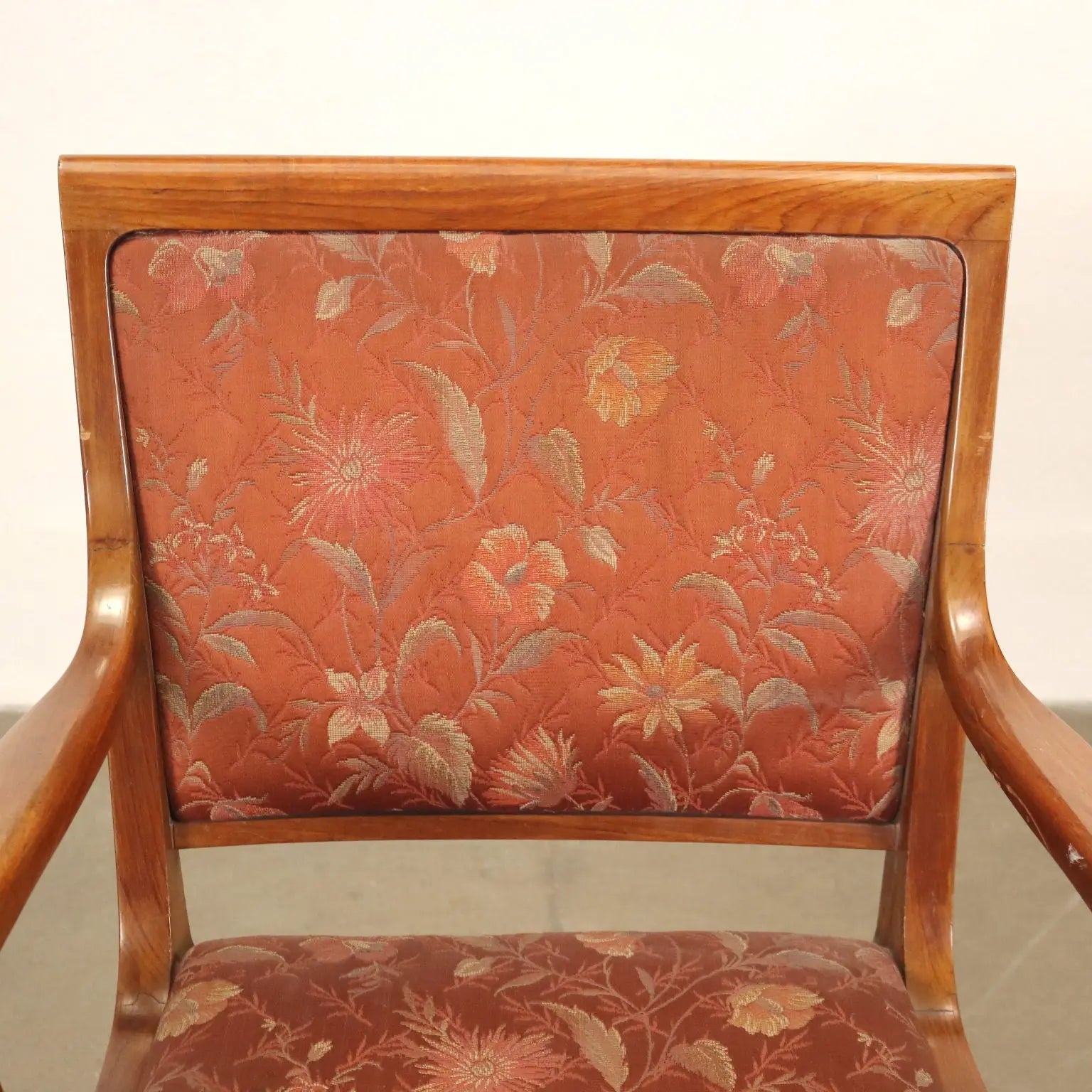 Vintage Armchair Mahogany Cloth Design Italy 1950s | Modernism | Armchairs