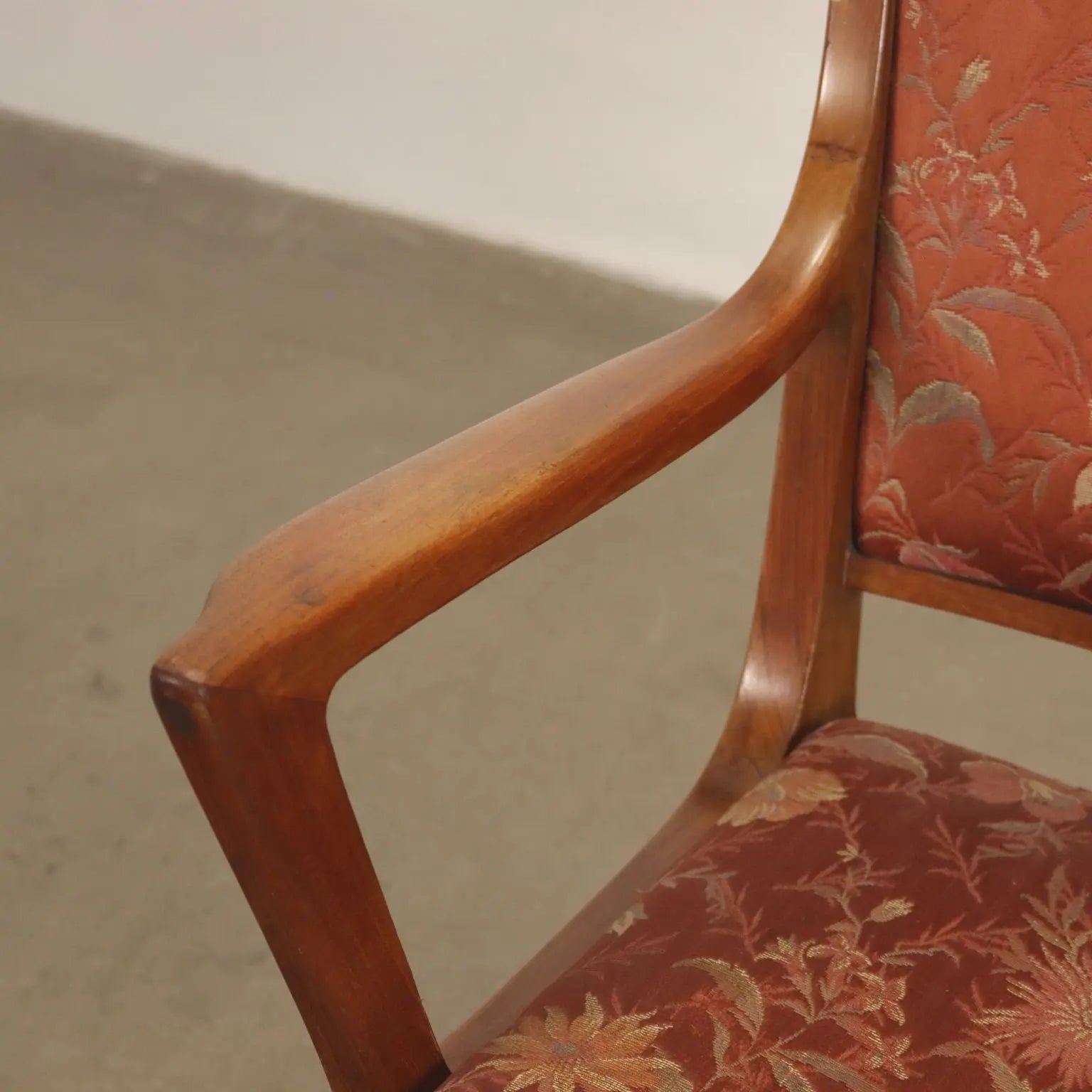 Vintage Armchair Mahogany Cloth Design Italy 1950s | Modernism | Armchairs