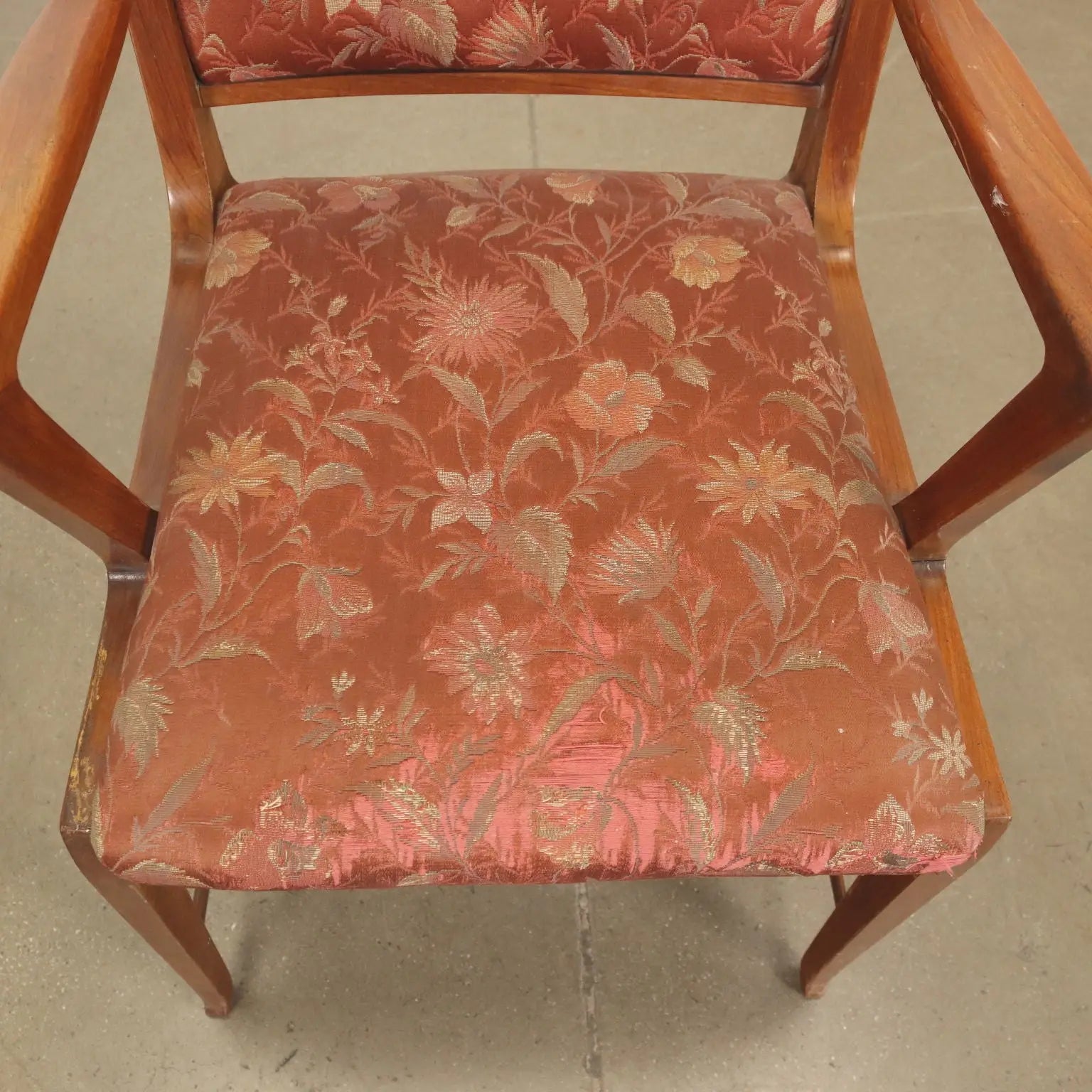 Vintage Armchair Mahogany Cloth Design Italy 1950s | Modernism | Armchairs