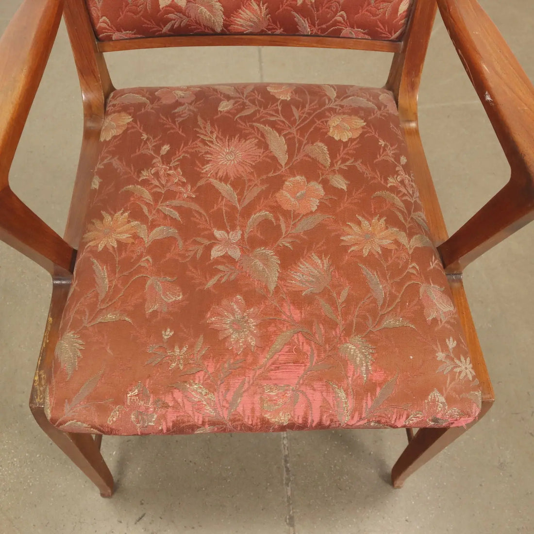 Vintage Armchair Mahogany Cloth Design Italy 1950s | Modernism | Armchairs