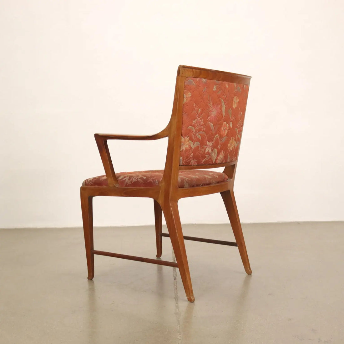 Vintage Armchair Mahogany Cloth Design Italy 1950s | Modernism | Armchairs