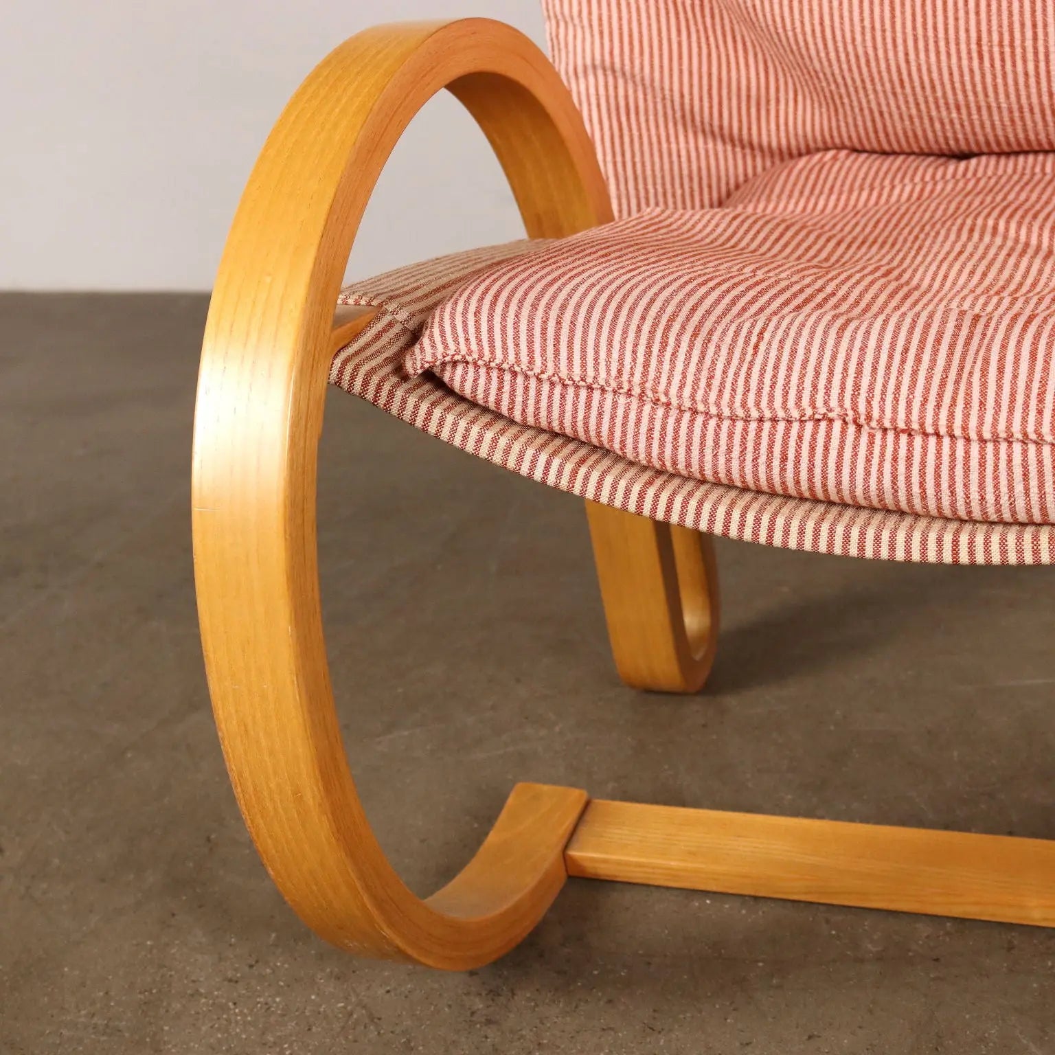 Vintage 1970s Armchair Wood Fabric Italy | Modernism | Armchairs