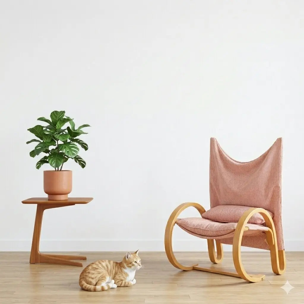 Vintage 1970s Armchair Wood Fabric Italy | Modernism | Armchairs