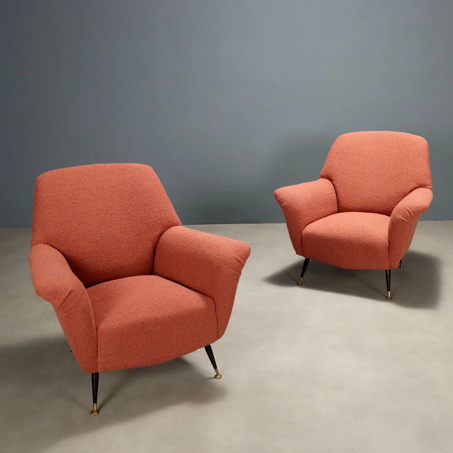 Vintage 1950s-60s Armchairs Metal Velvet To Be Restored Italy | Modernism | Armchairs
