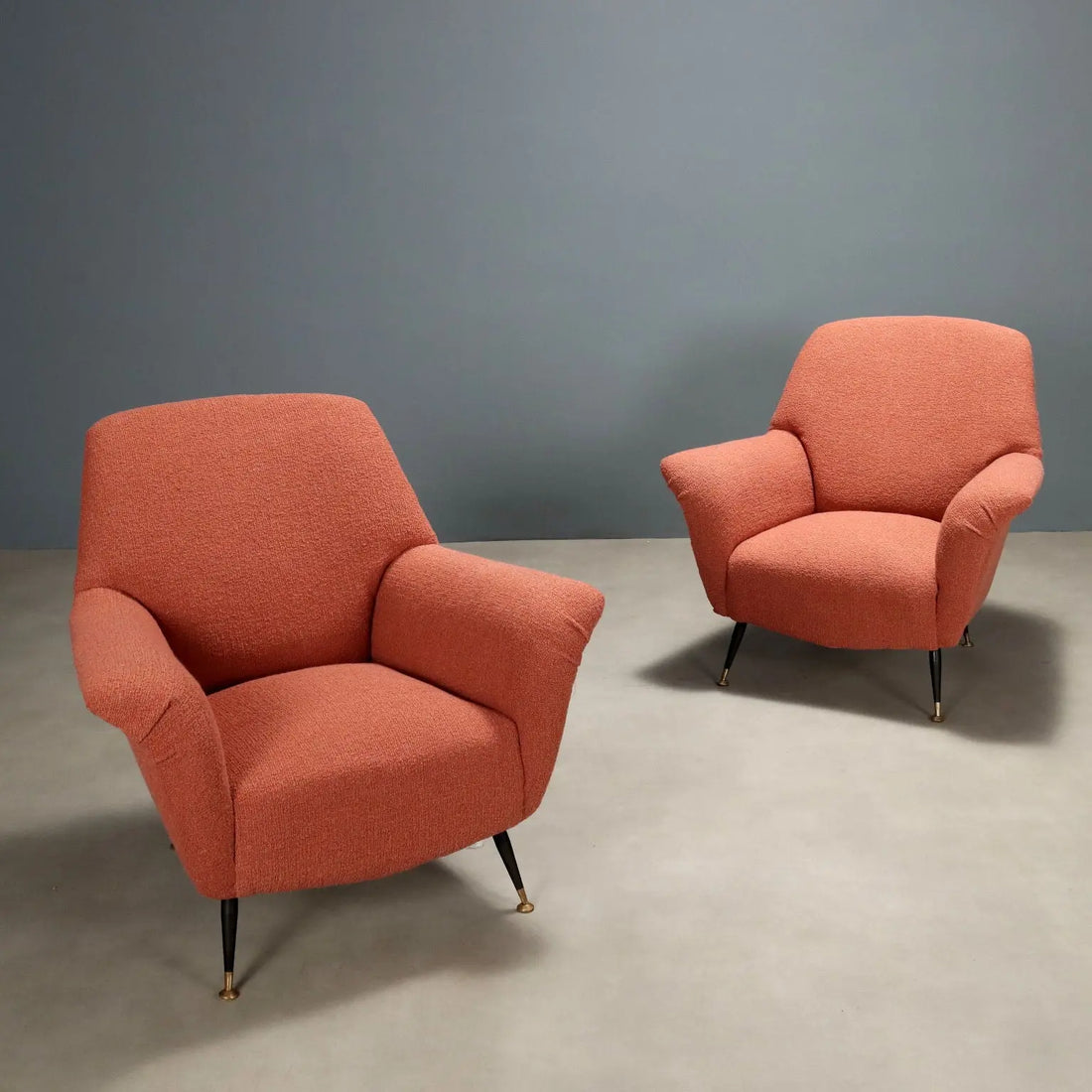 Vintage 1950s-60s Armchairs Metal Velvet To Be Restored Italy | Modernism | Armchairs