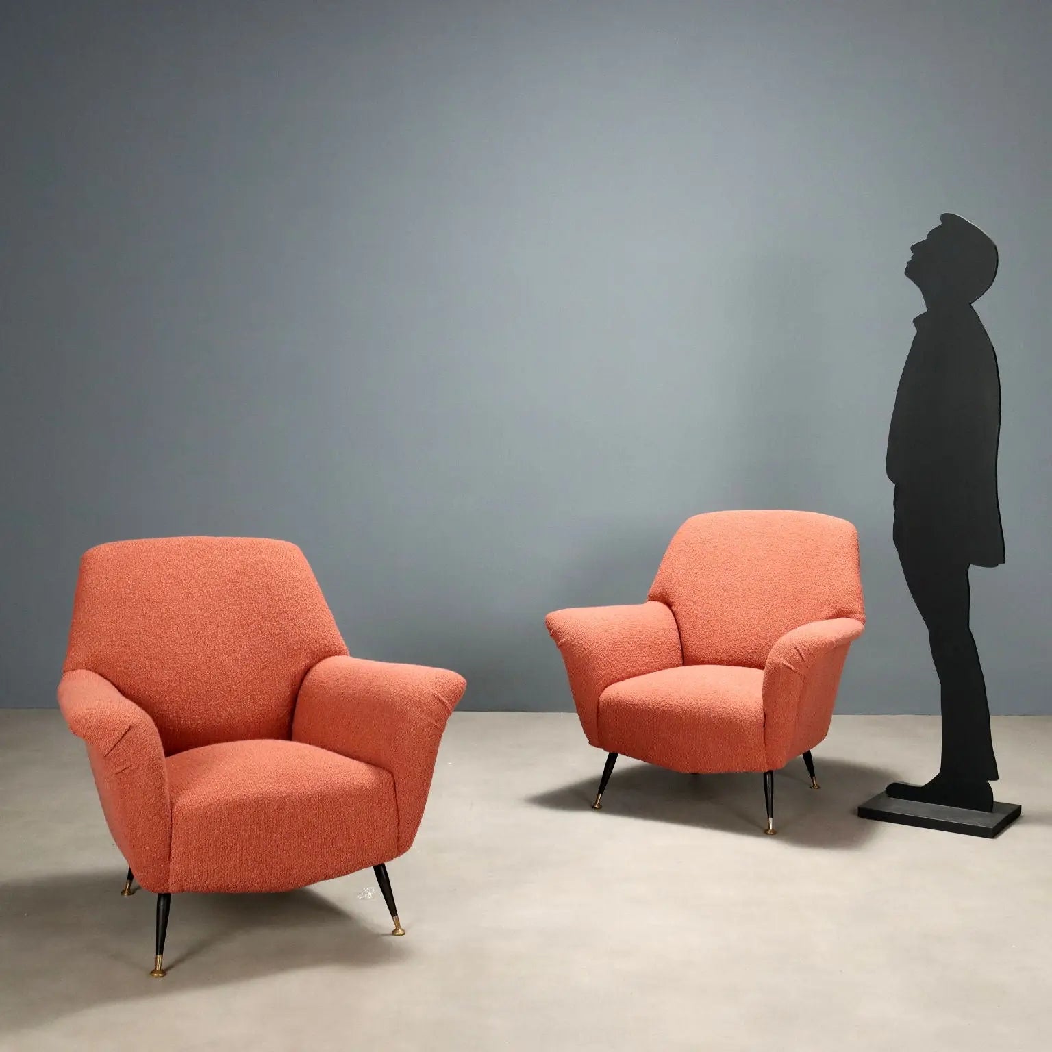 Vintage 1950s-60s Armchairs Metal Velvet To Be Restored Italy | Modernism | Armchairs
