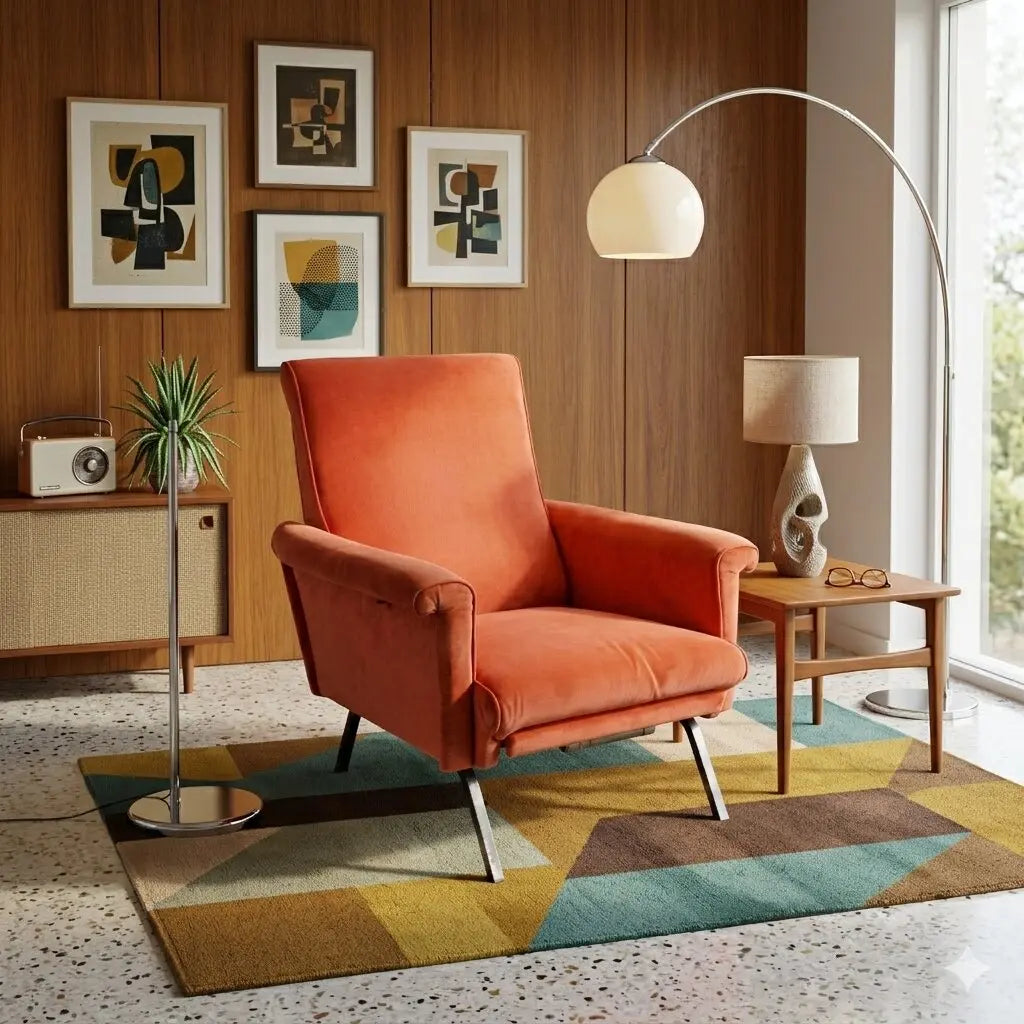 Vintage 1960s-70s Armchair Metal Velvet Italy | Modernism | Armchairs