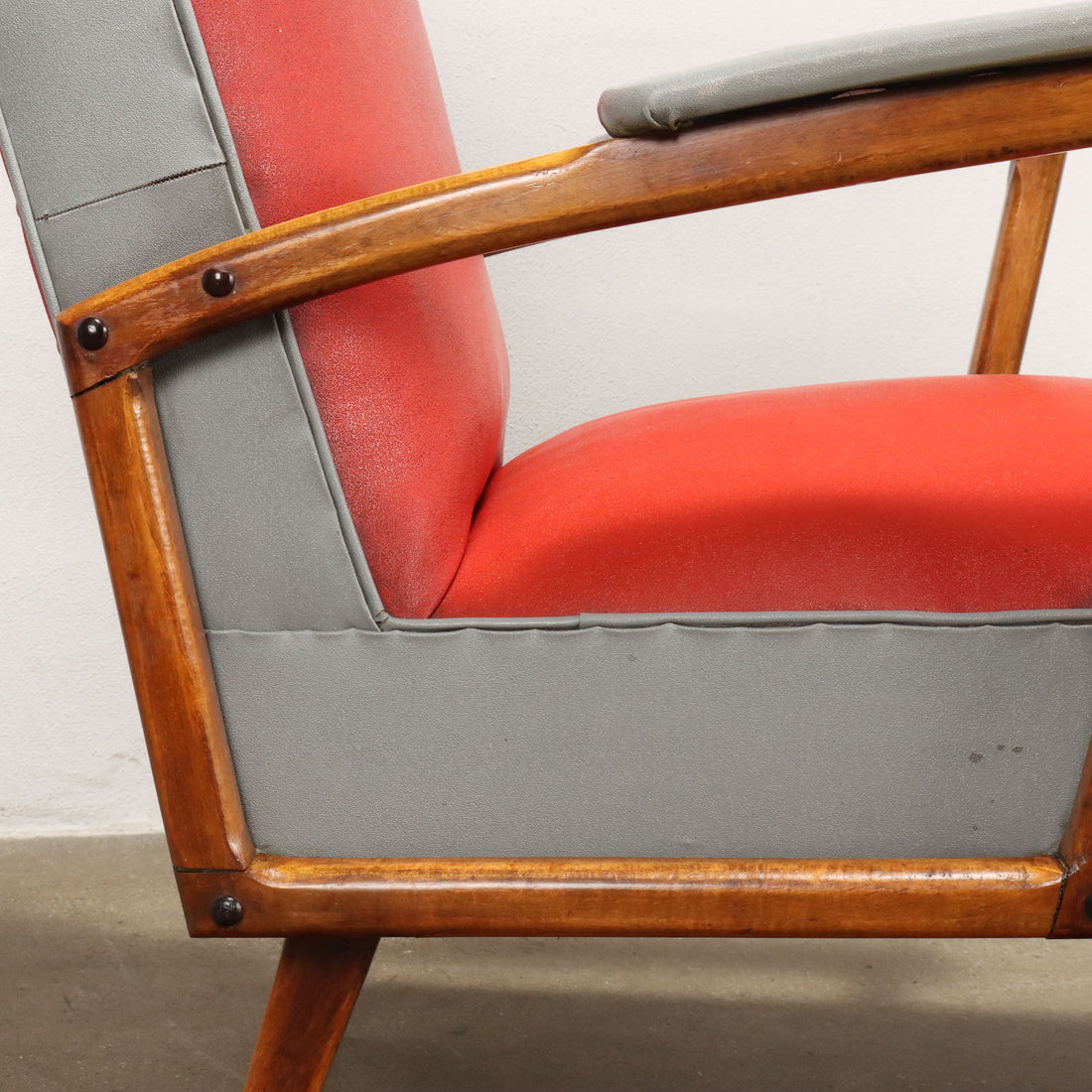 Pair of Vintage 1950s Armchairs Leatherette Beech | Modernism  Armchairs