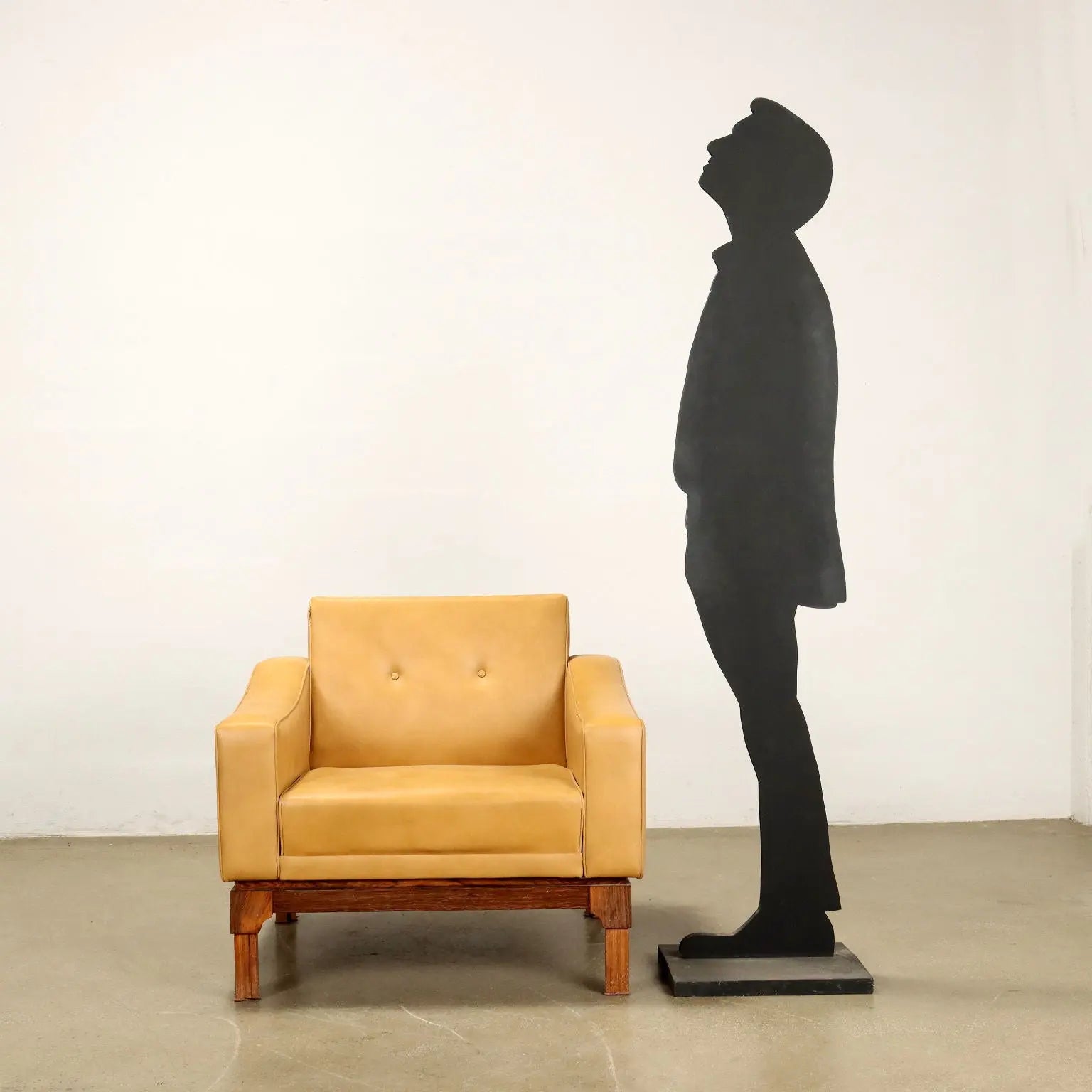 Vintage Armchair Leatherette Solid Wood Italy 1960s | Modernism | Armchairs