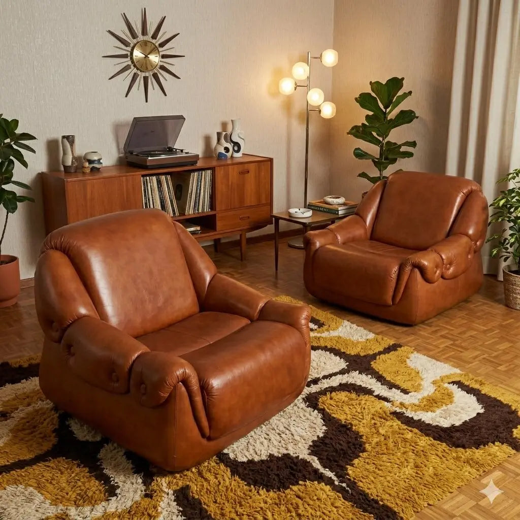 Vintage 1970s Armchairs Leatherette Foam Italy | Modernism | Armchairs