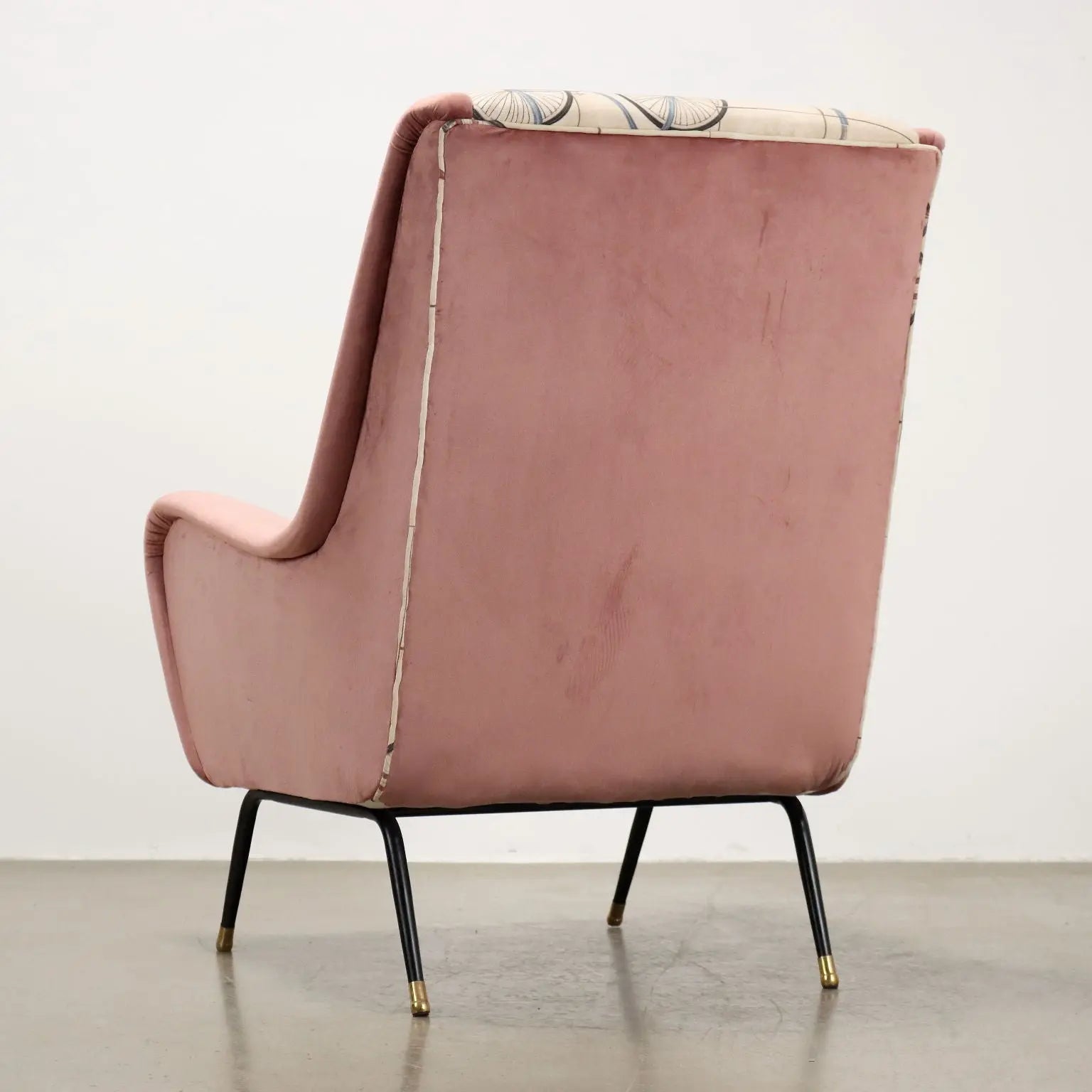 Vintage Armchair Fabric Metal Brass Italy 1950s-1960s | Modernism | Armchairs