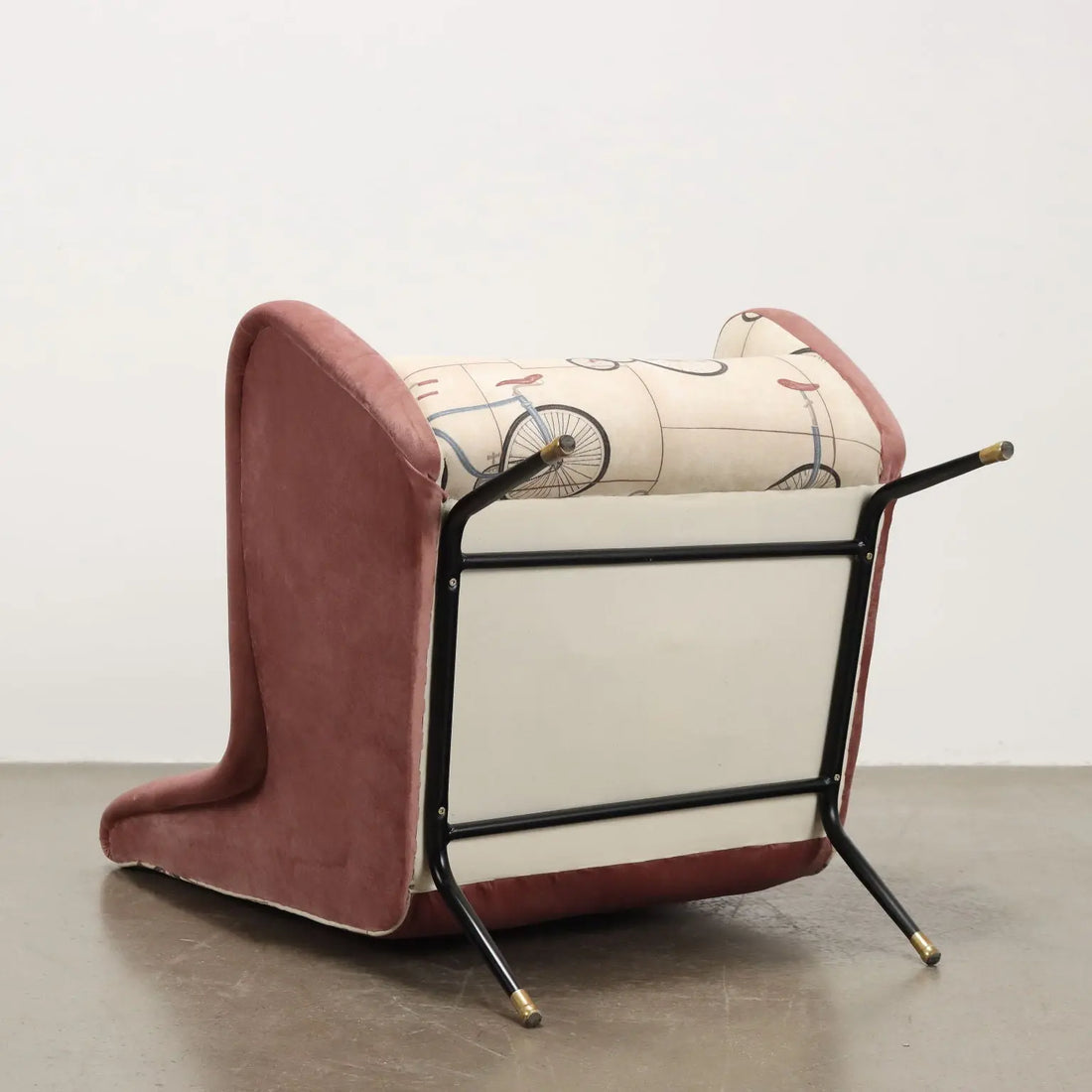 Vintage Armchair Fabric Metal Brass Italy 1950s-1960s | Modernism | Armchairs