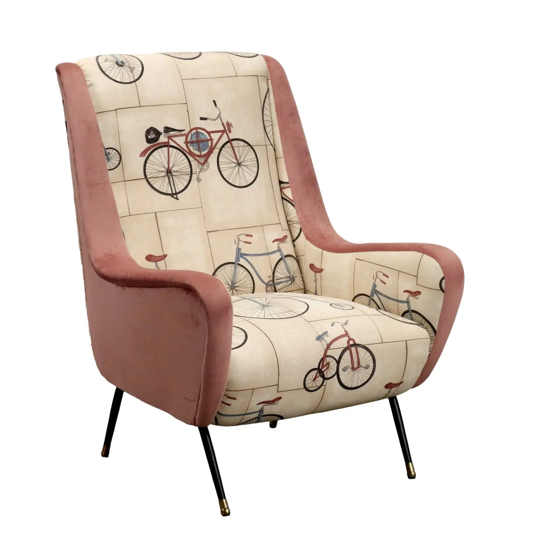 Vintage Armchair Fabric Metal Brass Italy 1950s-1960s | Modernism | Armchairs