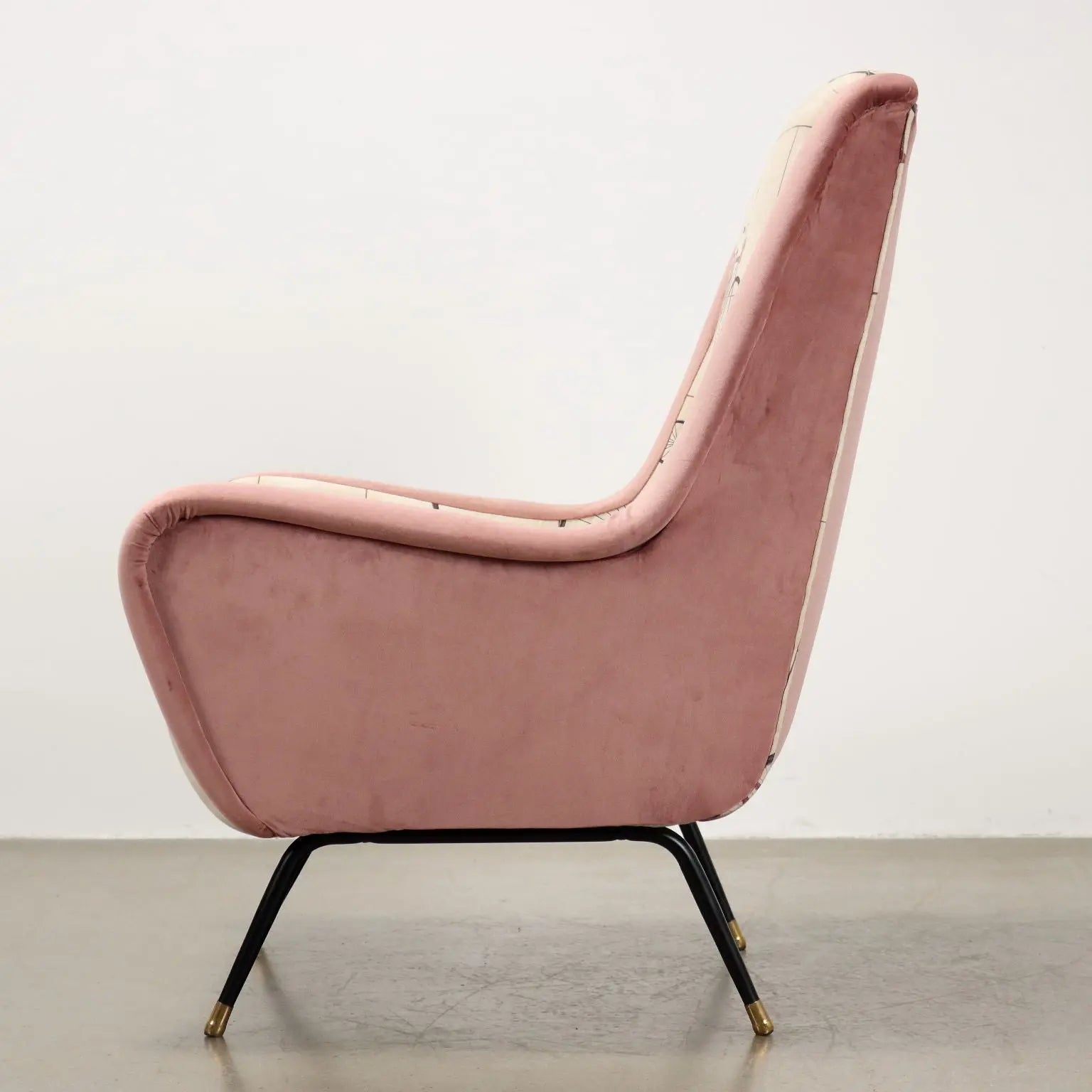Vintage Armchair Fabric Metal Brass Italy 1950s-1960s | Modernism | Armchairs