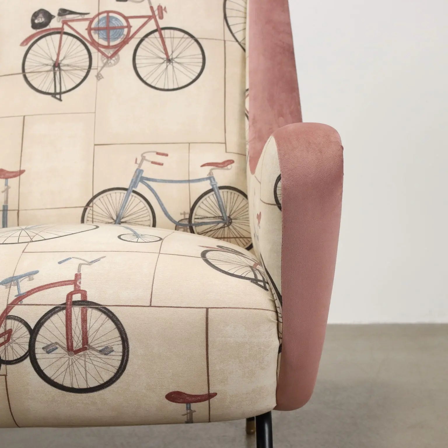 Vintage Armchair Fabric Metal Brass Italy 1950s-1960s | Modernism | Armchairs