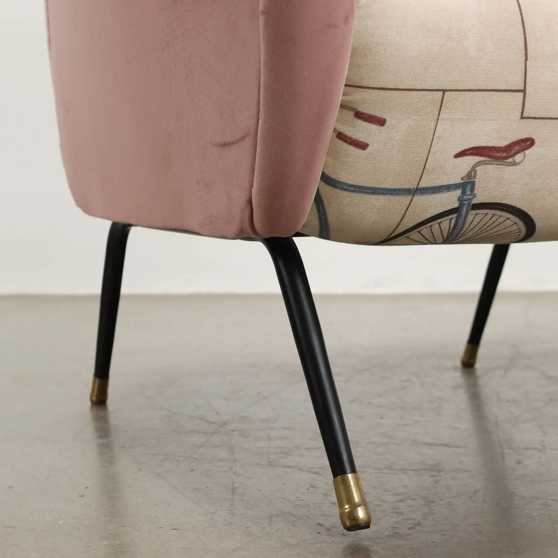 Vintage Armchair Fabric Metal Brass Italy 1950s-1960s | Modernism | Armchairs
