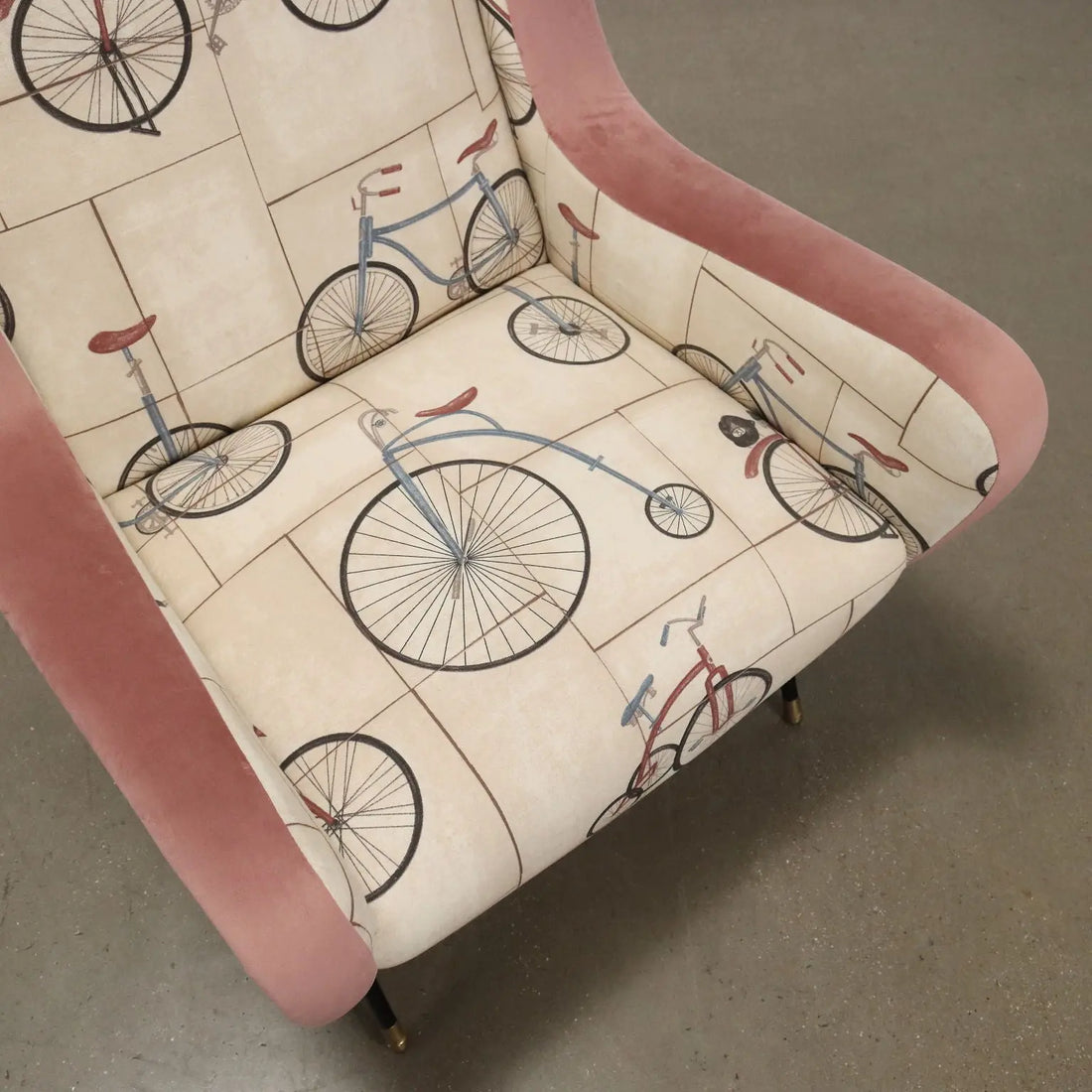 Vintage Armchair Fabric Metal Brass Italy 1950s-1960s | Modernism | Armchairs