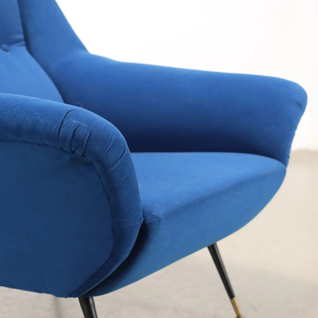 Vintage Armchair Fabric Metal Brass Italy 1950s-1960s | Modernism | Armchairs