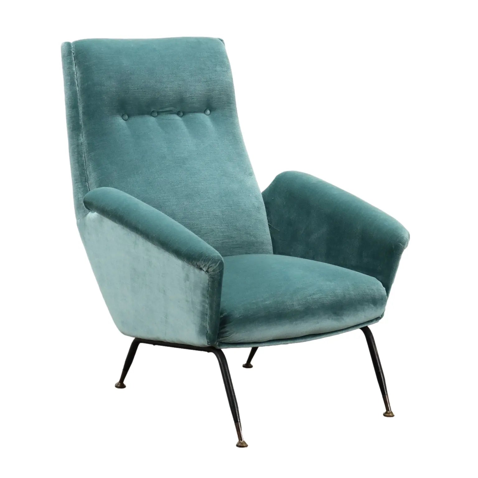 Vintage Armchair Velvet Brass Design Italy 1950s-1960s | Modernism | Armchairs