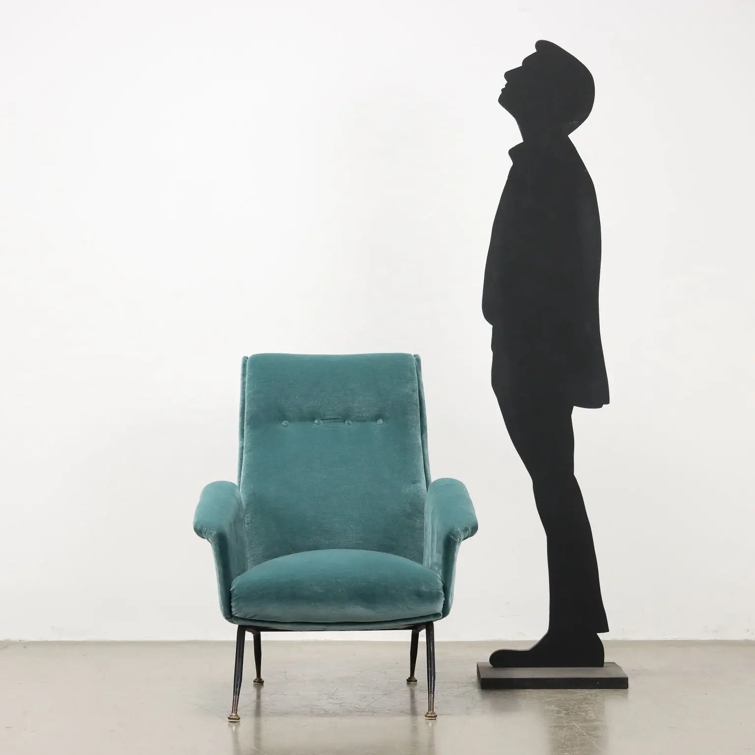 Vintage Armchair Velvet Brass Design Italy 1950s-1960s | Modernism | Armchairs