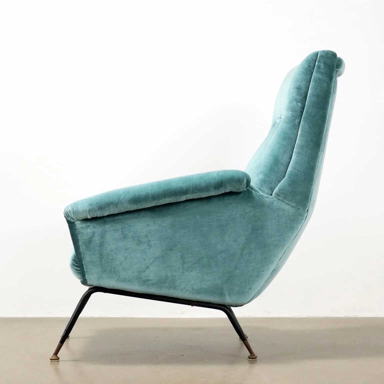 Vintage Armchair Velvet Brass Design Italy 1950s-1960s | Modernism | Armchairs
