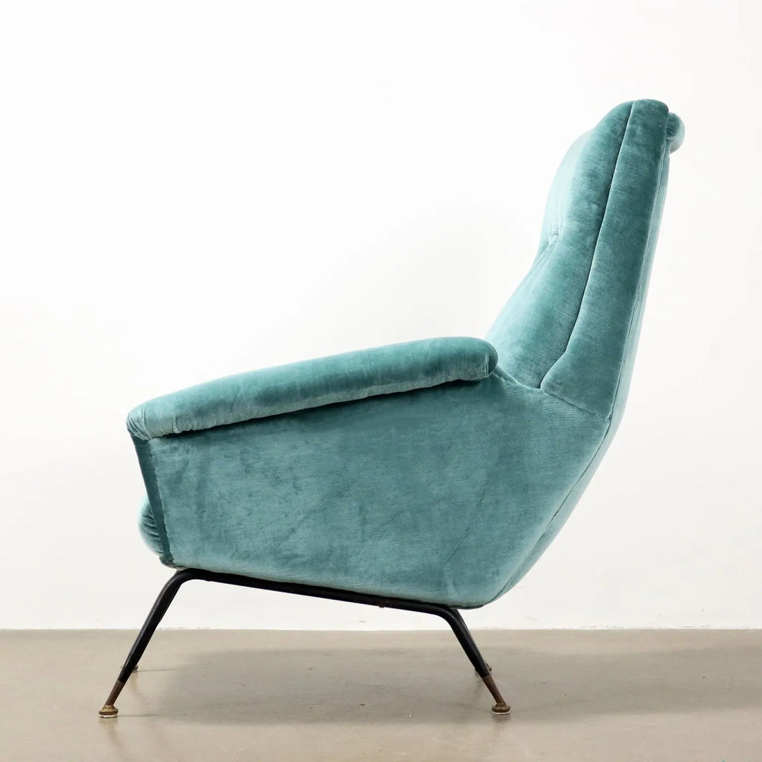 Vintage Armchair Velvet Brass Design Italy 1950s-1960s | Modernism | Armchairs