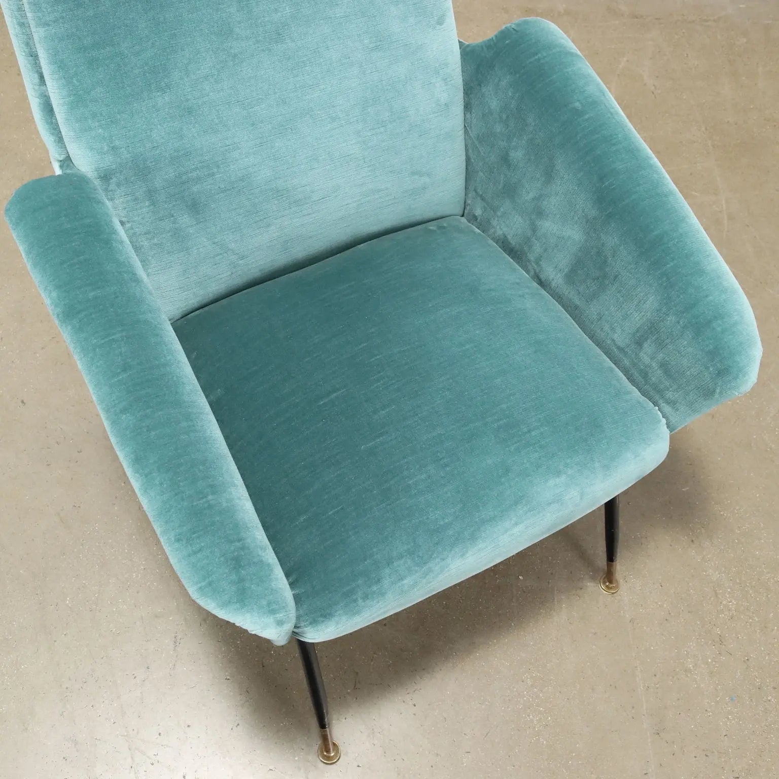 Vintage Armchair Velvet Brass Design Italy 1950s-1960s | Modernism | Armchairs