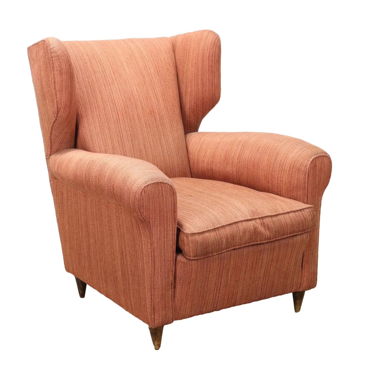 Vintage Bergère Armchair Wood Fabric Italy 1950s-1960s | Modernism | Armchairs