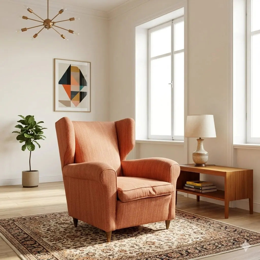 Vintage Bergère Armchair Wood Fabric Italy 1950s-1960s | Modernism | Armchairs