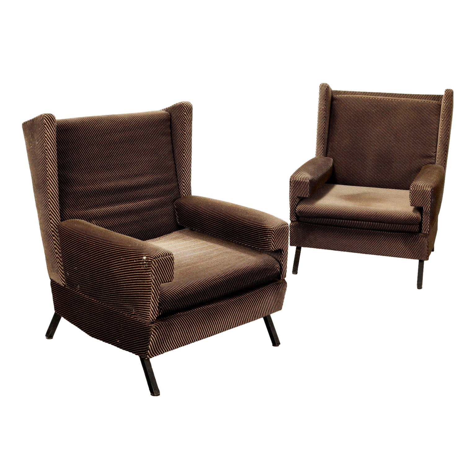 Vintage Armchairs Velvet Foam Italy 1960s-1970s | Modernism  Armchairs