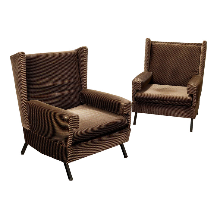 Vintage Armchairs Velvet Foam Italy 1960s-1970s | Modernism  Armchairs