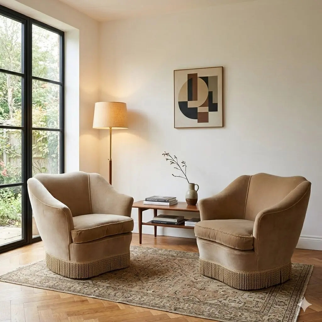 Vintage Armchairs Foam Velvet Italy 1950s | Modernism | Armchairs