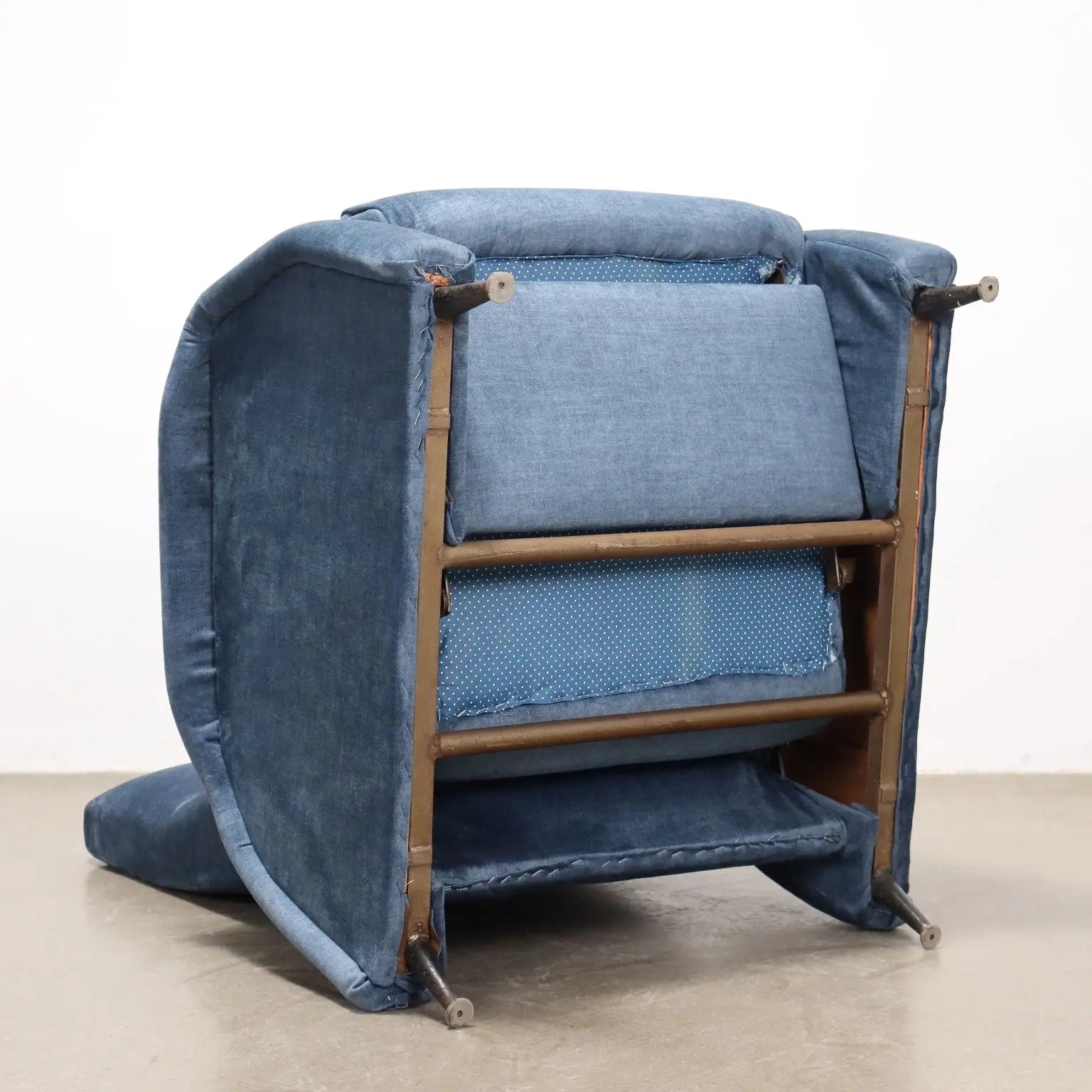 Vintage Reclining Armchair Fabric Wood Design Italy 1960s | Modernism | Armchairs