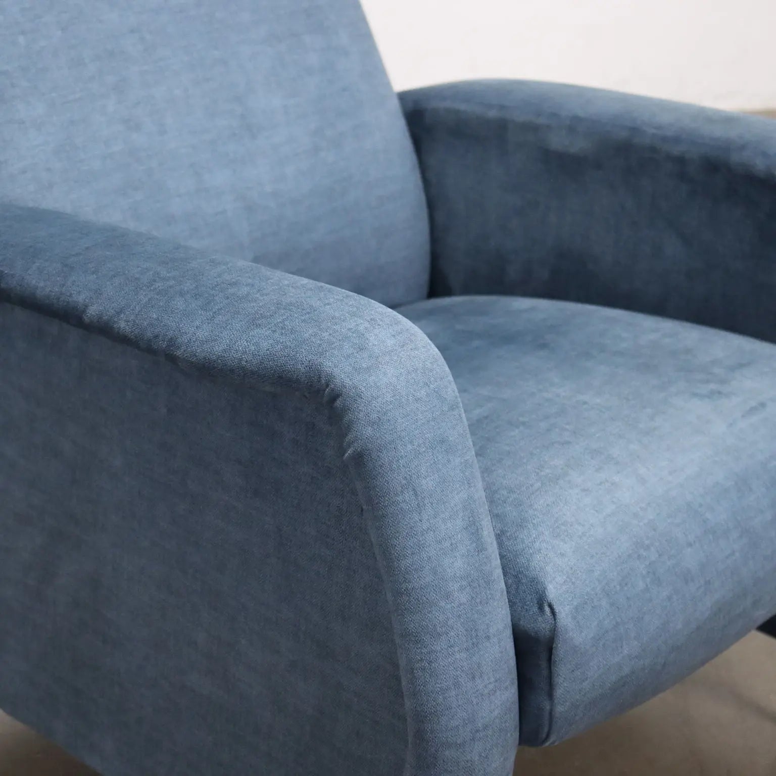 Vintage Reclining Armchair Fabric Wood Design Italy 1960s | Modernism | Armchairs