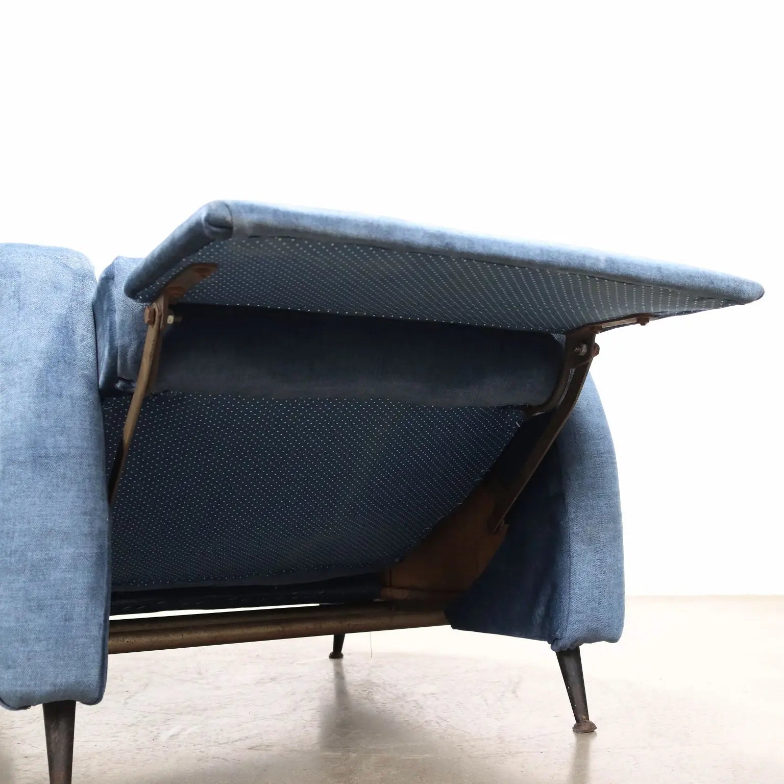 Vintage Reclining Armchair Fabric Wood Design Italy 1960s | Modernism | Armchairs