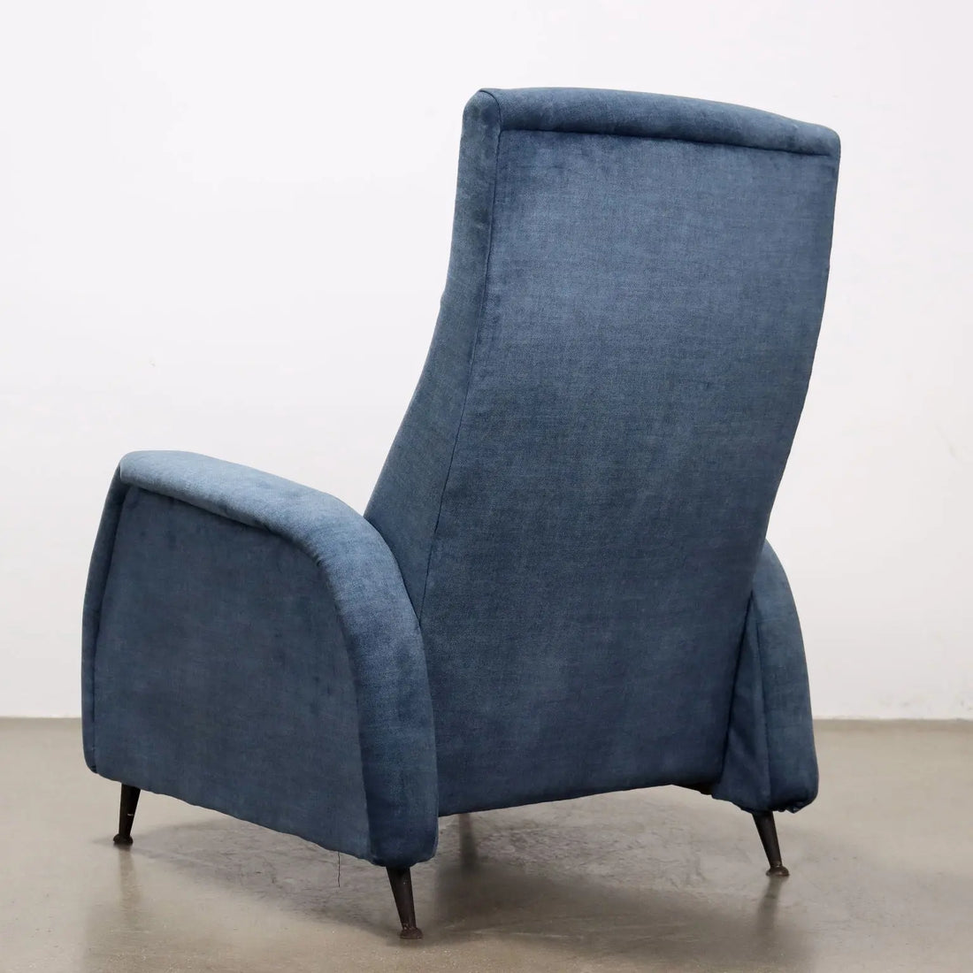 Vintage Reclining Armchair Fabric Wood Design Italy 1960s | Modernism | Armchairs