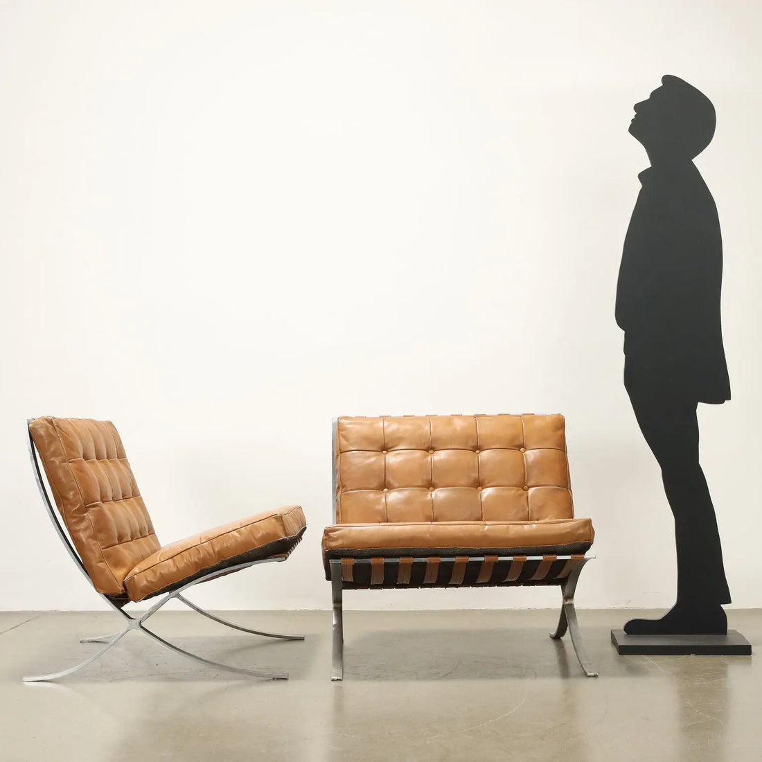 Vintage Armchairs Barcelona Style Leather Design Italy 1970s - 70's | Modernism | Armchairs