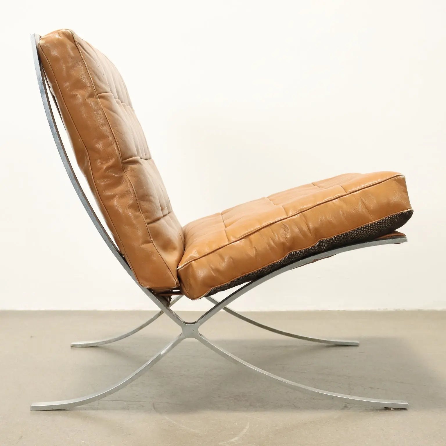 Vintage Armchairs Barcelona Style Leather Design Italy 1970s - 70's | Modernism | Armchairs